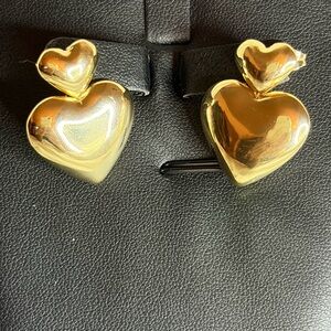 Gold hanging Heart Earrings